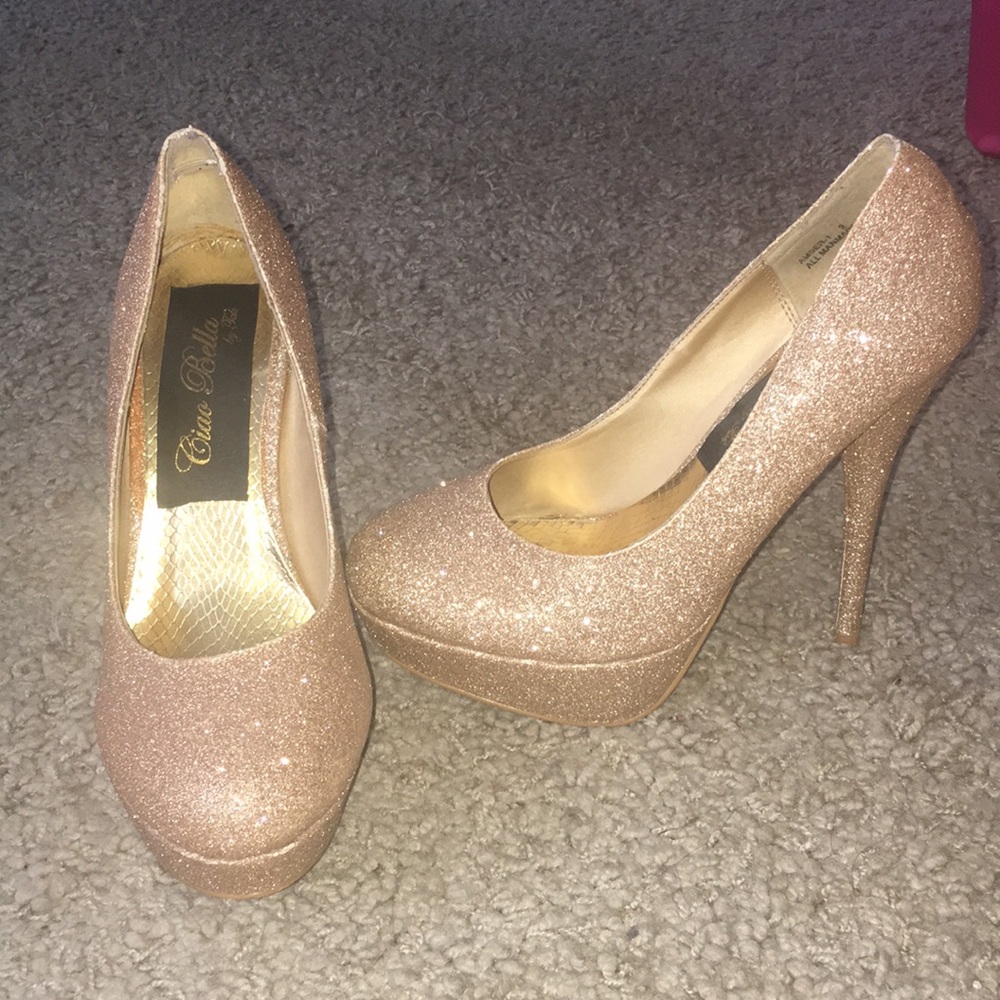 Gold sparkly heels